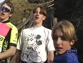 Julian, Nick and Matthew on the staircase leading to Tintagel Castle